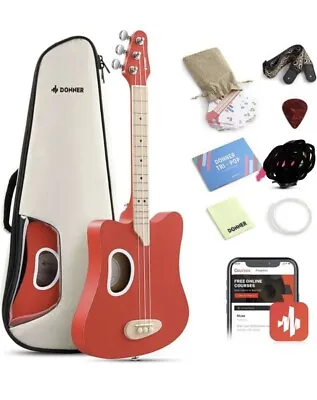 Kids Mini Acoustic Guitar 3 String For Beginners Tuner Pics And More Gift Red • $29.99