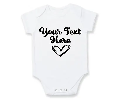 £6.49 • Buy Personalised Custom Baby Name Vest Heart Baby Grow Bodysuit Reveal Announcement