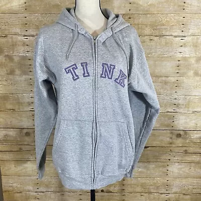 Disneyland Womens Tinker Bell TINK Gray Graphic Hoodie Jacket Sweatshirt M Zip • $18.49