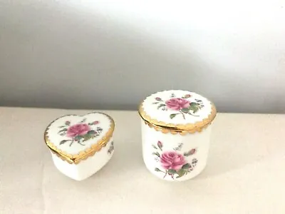 Two Rare Beautiful Unused Coalport Birbeck Rose Bone China Lidded Trinket Boxes • £16.95