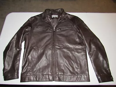 Michael Kors Men's Dark Brown Zip Up Faux Leather Jacket Size L • $9.99
