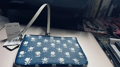 COACH Badlands Blue Floral Small Wristlet ~Printed Pebble-Embossed Canvas F53152 • $31.99