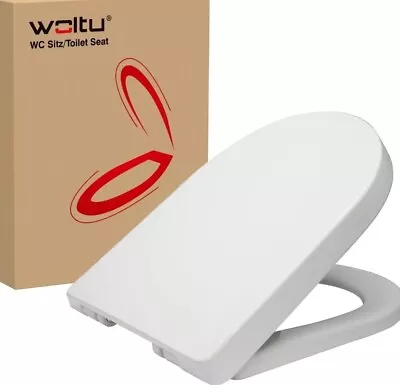 D Shape White Toilet Seat Soft Close Adjustable Hinge Quick Release • £19.99