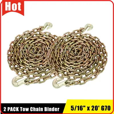 2PCS 5/16 X20' G70 Tow Chain Tie Down Binder Chain Flatbed Truck Trailer Safety • $72.99