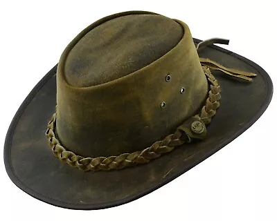 Lesa Collection Kids Leather Hat For Cowboy Cowgirl  Outback Hat Safari • $34.99