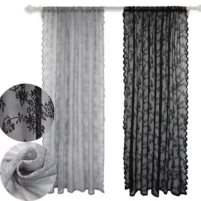 Vintage Lace Curtains Panel Sheer Voile Window Drapes Net Curtains Living Room • £18.71