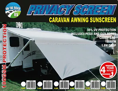 On The Road Rv 4.0m Privacy Screen 180gsm Shade Caravan Jayco Accessories Parts • $64