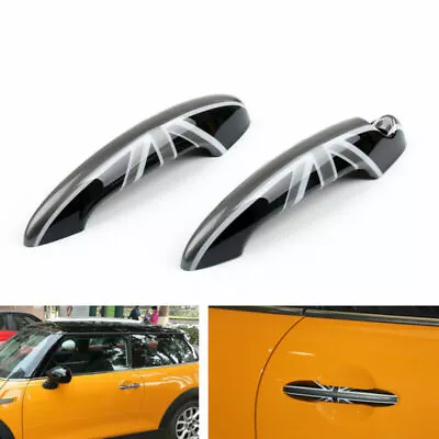 Black Union Jack UK Flag Door Handle Cover For Mini Cooper R50 R52 R53 R55 R56 • $26.89