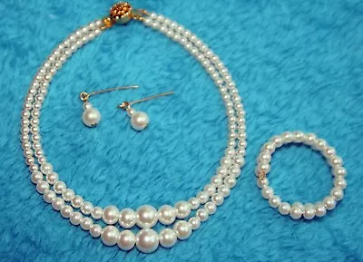 Double Pearl Two Strand Jewelry Set For Larger 30  Vintage Fashion Doll GFposts • $18.50