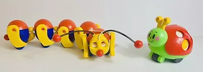 Vintage Kiddicraft Caterpillar Ladybug Push Pull Along Childrens Toys 1980's • $29.95