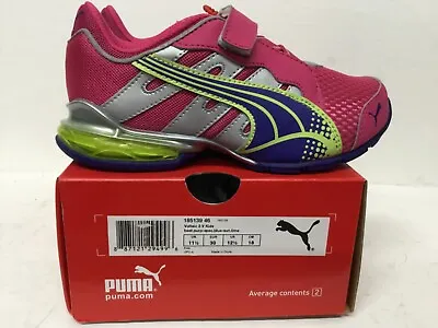 Puma Voltaic 3 V Kids (slip On) Sneaker Style# 185139 46 Pink/lime/blue • $50
