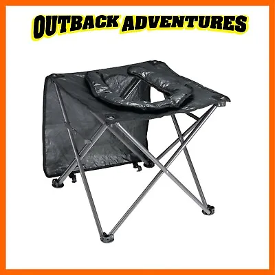 Oztrail Folding Toilet Chair Black Portable Camping Seat Compact Carry Bag  • $39.90