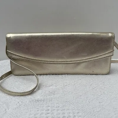 Jacques Vert Handbag Gold Leather Evening Shoulder Bag Good Condition • £12.99