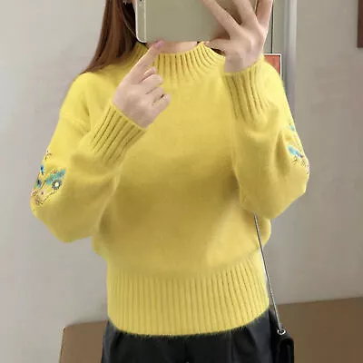Women Sweater Embroidery Keep Warm Slim Fit Knitting Pullover Sweater Korean • $44.96