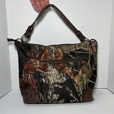 Mossy Oak Camouflage Handbag Tote Brown Faux Leather Base & Handles Unbranded  • $24.99