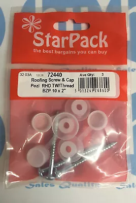 6 PACK 50mm 2  Corrugated Roof Sheet Screws & Caps Plastic Collar Set 72440 • £1.45