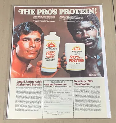 Franco Columbu/Robby Robinson Weider Protein Ad Photo From Bodybuilding Magazine • $11.99