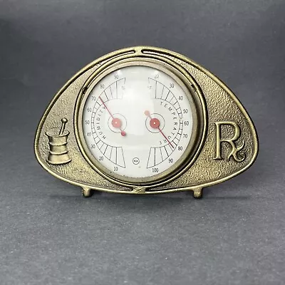 Vtg RAK Desk Top Medical Pharmacy Thermometer Hygrometer Mortar Pestle Brass Rx • $34.97