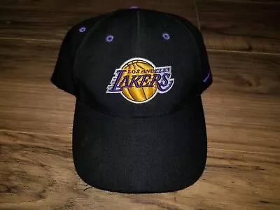 Los Angeles Lakers Vtg Nike Hat Strap Back Wool LA NBA Plain Logo Kobe Shaq Cap • $19.99