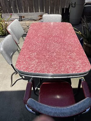 Vintage 1950's Red Chrome Formica Dining Table Mid Century Modern  *GORGEOUS!!! • $675