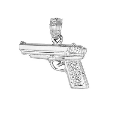 Sterling Silver HANDGUN PISTOL GUN  Pendant / Charm Made In USA  • $9.99
