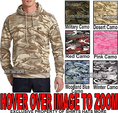 Mens Camo Pullover Hooded Sweatshirt Hoodie Cotton/Poly Hoody S M L XL 2X 3X 4X • $29.95