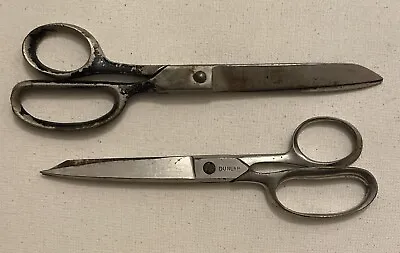Lot (2) Vintage Sewing Fabric Scissors Dunlap 7’’ - Unmarked 8’’ • $2.99