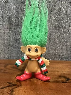 Vintage Merry Little Trolls Russ 3  Christmas ELF Troll Santa's Elf Green Hair • $13