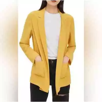 NWT Topshop Womens Open Front Oversized Boyfriend Blazer Size 8 Mustard Yellow • $35.04