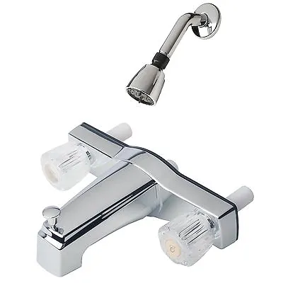 Mobile Home Two Handle 8  Tub Shower Faucet Diverter With Shower Head Chrome • $44.95