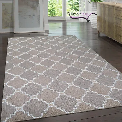 Brown Cotton Rug Large Small XL Runner Washable Rugs Taupe Flat Woven Carpet Mat • £69.99