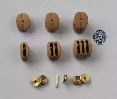 Professional Top-level Pear Wood Brass Pulley Wooden Model Ship Fittings-10 Pcs • $19