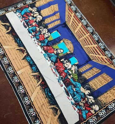 Vintage Tapestry Catholic Christian Faith Jesus Last Supper 54 X 38 Inch Cotton • $30