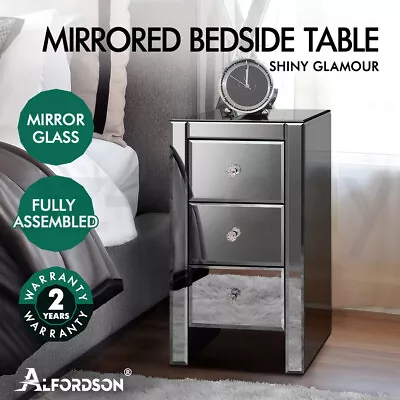 ALFORDSON Bedside Table Mirrored Cabinet Nightstand Side End Table Drawers • $129.95