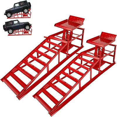 2 Pack Hydraulic Car Ramps 5T 10000lbs Low Profile Car Lift Service Ramps - Red • $207.26