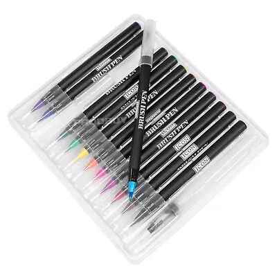 £8.95 • Buy 12 Pack Watercolour Brush Art Craft Pens Set Mixed Colour Drawing Sketch Markers