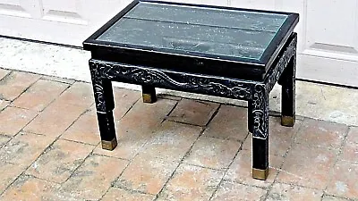 ANTIQUE 19c JAPANESE DRAGON CARVED LACQUERED COFFEE TABLE  WITH GLASS ON TOP • $385