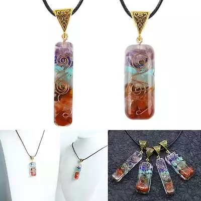 2pcs 7 Chakra Reiki Healing Yoga Natural Stone Pendant Necklace Unisex Jewellery • $8.99