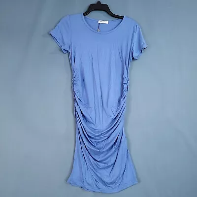 Small Show Brand Blue Ruched Short Sleeved Maternity Dress Size Small • $11.60