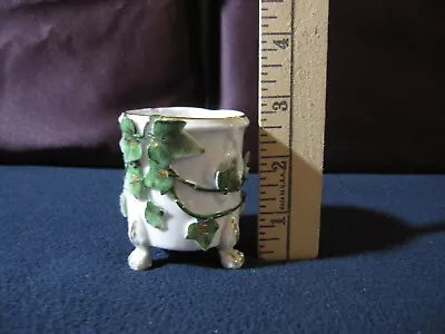 Small Footed Vase With W Mark Ivy And Gold Feet • $18.98