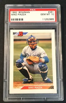 PSA 10 1992 Bowman #461 Mike Piazza Rookie Los Angeles Dodgers HOF No Reserve • $92