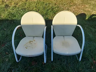 Vintage  Metal Patio Chair Set Of 2 His And Hers Chairs • $44.99
