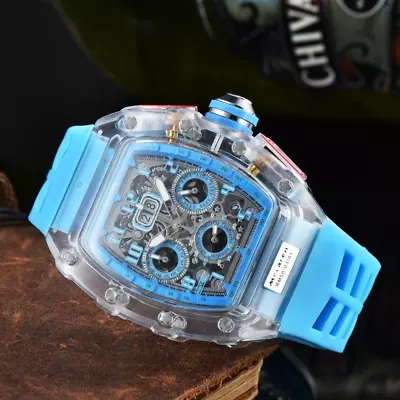  Watch Transparent Men's Men Dial Digital Quartz Fashion Watches Wristwatch • $45.80