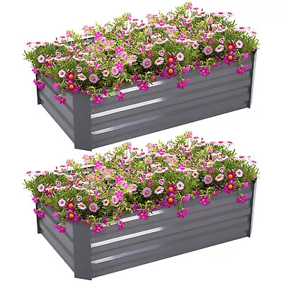 2pcs Raised Garden Bed Kit Metal Steel Planter Box For Vegetables Flowers Herbs • £49.99