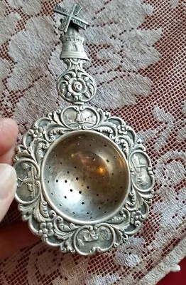 Antique 800 Silver Tea Strainer Windmill Made In Holland • $69.99