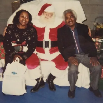 Vintage Polaroid Photo Adults Sitting Santa's Lap Christmas Found Art Snapshot • $10.23