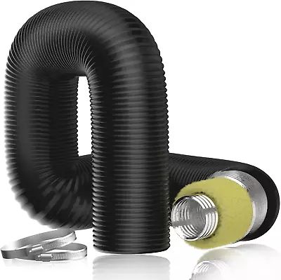 4'' Insulated Flexible Duct 8 FT Long Black Noise Reducer Hose Silencer For Inl • $40.49