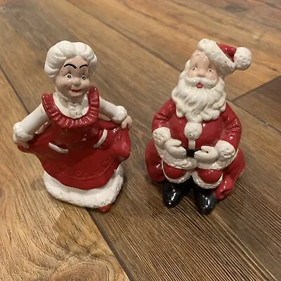 Vintage Atlantic Mold Santa & Mrs Claus Ceramic Hand Painted Christmas Dtd 1976 • $30