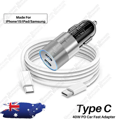 For IPhone 15 Pro Max Samsung Dual Type C PD Fast 40W Car Charger Adapter Cable • $14.69
