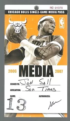 12/19/06  Bulls- Lakers  Media Pass  Vg  Jon Sall Find  Kobe Bryant  19 Points • $12.99